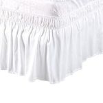 PiccoCasa Elasticated Bed Skirt Ruffled Bed Base Wrap Around Bed Valance Sheet, Brushed Microfiber Bedding Sheet Frame with 38cm Ruffle (Single, Snow White)