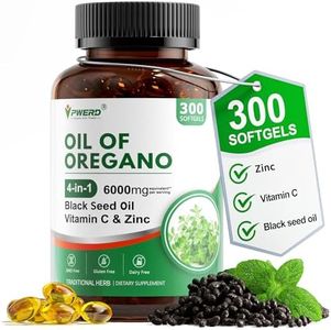 PWERD 300 Softgels Wild Oregano Oil Capsules Organic Pills of Oregano Softgels Capsules Organic with Black Seed Oil