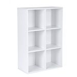 VASAGLE Bookcase, Wooden Bookshelf with 6 Compartments, Floor Standing Storage Unit for Files, Decor, In Study, Living Room, Bedroom, 30 x 65.5 x 97.5 cm, White LBC203D