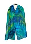 Blue green yellow silk scarf for women Amazon River Lightweight silk scarf for women Birthday gift for girlfriend Unique silk accessory