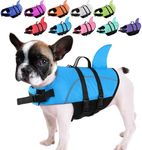 Queenmore Small Dog Life Jacket,Shark Dog Life Vest for Swimming,Puppy Light Life Preserver for Boating Kayaking Canoeing,Pet Lifesaver with High Buoyancy,Rescue Handle,Leash Hook (Peacock Blue,S)