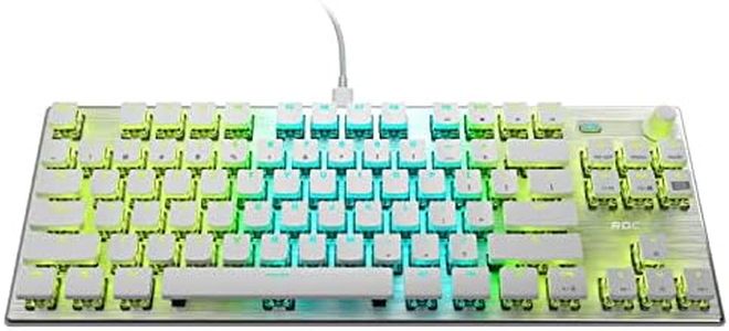 ROCCAT Vulcan TKL Pro PC Gaming Keyboard, Linear Optical Titan Switch, AIMO RGB Lighting, Tenkeyless Mechanical Feel Speed Keystroke, Low Profile Ergonomic Design for Wrist Rest Support, White