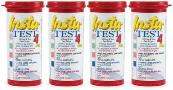 LaMotte 4-Way Insta Test Strips Plus for Swimming Pool & Hot Tub Spa - Free Chlorine, Bromine, Alkalinity, pH, Total Hardness 4 x 50