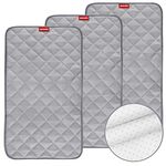 Changing Pad Liners 3 Pack, Waterproof Changing Table Cover, Viscose Made from Bamboo Quilted with Non-Slip Back（14" x 27", Ultra Absorbent Large Changing Pad Liners, Grey