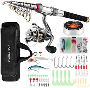 SupsShop Fishing Rod Reel Combo Full Kit Telescopic Fishing Pole Set Spinning Reel Line Lures Hooks and Fishing Carrier Bag Saltwater Freshwater Fishing Gear for Kids Adults Professional (2.4M/7.87FT)