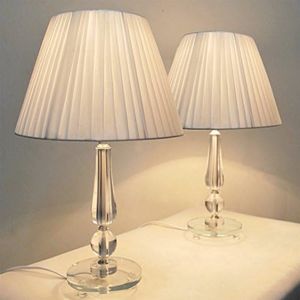 Pair of New Deco Modern Designer Bedside Table Lamps with White Ribbon Shade Set of 2 (60)