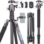 76.4" Carbon Fiber Camera Tripod with 35mm Low Profile Ball Head ARTCISE Professional Lightweight Compact Tripod with 1/4 Female Thread Hole for DSLR Camera, Video Camcorder, Max Load 33lbs/15kg