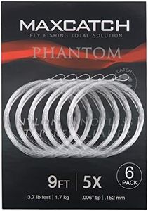 Maxcatch Fly Fishing Tapered Leader Line 6 Pack -Pre-Tied Loop- Tensile Strength- Abrasion Resistance- Low Memory 7.5ft/9ft/12ft/15ft, 0X-6X (7.5ft 5X(6pcs))