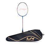 Li-Ning Turbo 99 Carbon Fibre Strung Badminton Racket with Full Racket Cover (Blue/Black) | For Intermediate Players | 84 grams | Maximum String Tension - 30lbs