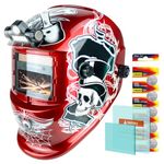 TRQWH Welding Helmet with Light True Color Auto Darkening Welding Helmets for Men Solar Powered Welding Hood with 2 Arc Sensor Wide Shade 4/9-13 for TIG MIG ARC Cool Welder Mask