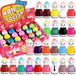 Beauty4Britain 24 x Nail Polish Doll Shaped Mix of 24 Glitter Pastel Pearl Bright Classic Colours Display Box Glass Bottles