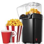Drumstone 𝟏𝟓 𝐘𝐄𝐀𝐑𝐒 𝐖𝐀𝐑𝐑𝐀𝐍𝐓𝐘 Healthy Oil-Free Popcorn Maker, 1200W Hot Air Popcorn Machine for Quick, Mess-Free Snacks, Ideal for Kids & Family, Easy to Use, Compact & Durable 𝐁𝐥𝐚𝐜𝐤
