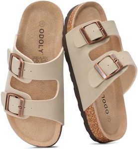 ODOLY Kids Cork Footbed Slides Sandals Adjustable Buckle Summer Shoes