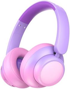 Candy Bila Active Noise Cancelling Headphones for Kids,60H Play Time,Bluetooth 6.0, Comfortable Fit, USB C Charging, Kids Bluetooth Headphones for iPad Tablet Airplane, Gradient Pink