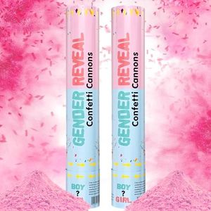 Gender Reveal Confetti Powder Cannon; Eco-friendly Biodegradable Handheld Cannon ; Party Supplies for Baby Reveal Ideas; 30cm Boy or Girl Confetti Powder Smoke Poppe (pink, 2 pcs)