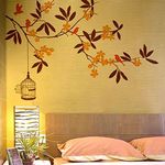 Decals Design 'Branch Flowers and Cage' Wall Sticker (PVC Vinyl, 90 cm x 60 cm)