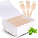 Disposable Wooden Forks for Eating - 300Pcs Natural Wooden Forks Disposable, Biodegradable and Compostable Wooden Cutlery for Dining, Ice Cream Dessert Forks