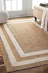 vasac ® Jute Braided Natural Rug Hand Woven & Reversible for Living Room Kitchen Entryway Rug, Jute Burlap Braided Rug, Farmhouse Rag Rug, Rustic Rug 5x8 feet