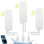 WiFi Water Leak Sensor, 80dBwater Sensor Alarm, Sump Pump Alarm, TUYA App Free Remote Monitoring for Water Leaks, SMS and Phone Notification Can Be Activated