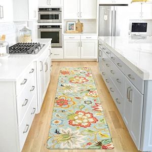 Lahome Floral Kitchen Runner - 2x8 Runners for Hallways Non-Slip Washable Soft Runner Rug Throw Low-Pile Entryway Laundry Room Rug Runner Paisley Print Carpet Runner for Bedroom Living Dinning Room