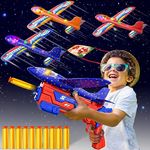 Doloowee 4 IN 1 Airplane Launcher Toys, LED Foam Glider Airplane Catapult, 2 Flight Modes, Outdoor Sports Flying Toys 3-12 Years Old Boys Girls Birthday Gifts