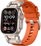 MOROFY FKM Series Band Compatible With Apple Watch Ultra 2 | Ultra 49mm 45mm 44mm 42mm for Men with Stainless Steel Connector strap for iwatch Series 9/8/SE2/7/6/SE/5/4/3/2/1 - Orange