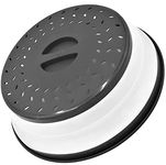 Microwave Plate Cover 10.5" Round Vented Collapsible Splatter Proof With Easy Grip Handle Dishwasher-Safe, BPA-Free Silicone & Plastic by Polerce (Black)