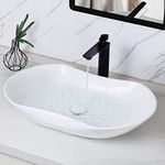 Tysun Vessel Sink, 26'' x16'' Modern Above Counter Bathroom Sink, White Porcelain Ceramic Vessel Vanity Sink Art Basin with Pop-Up Drain