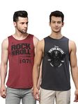 Rigo Stylish Cotton Printed Vest for Men | Slim Fit, Round Neck, Sleeveless T-Shirt Vest for Men | Casual Innerwear Sando for Men & Boys - Perfect for Gym Workouts, Vacations, and Beaches (Pack of 2)