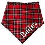 Spoilt Rotten Pets S2 Red Tartan Personalised With Any Name Bandana For Dogs & Cats