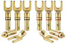 POPPSTAR 8x Cable Lugs, Fork Plug for electrical connection with speaker cables, up to 4mm², 24k gold-plated