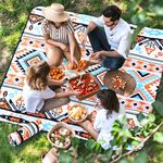 Extra Large Picnic Blanket 80"x 80" Waterproof Picnic Mat, Sand-proof Outdoor Beach Blanket, Foldable Beach Mat for Camping, Park, Travel-TribalOrange