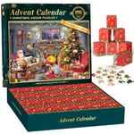 Advent Calendar 2024 Jigsaw Puzzle 1008 Pieces, Festive Fireplace 24 Days Advent Jigsaw for Kids Adults Christmas Countdown Calendar for Boys Girls, Holiday Puzzle