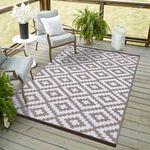 Green Decore Nirvana Lightweight Indoor/Outdoor Reversible Plastic Rug - Taupe/White- 3x5 ft (90 x 150cm), (40)