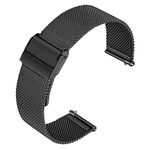 Quick Release Watch Strap,Mesh Woven Metal Watch Band Clasp for Men and Women,Universal Watchband for Smart Watches Fossil Watch strap and Seiko Watches 20mm Black Double Buckle