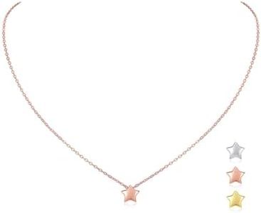 Collier Ras de Cou Rose Or Femme Argent - Bijoux Choker avec Charm Étoile - Ras de Cou Enfant Fille - Chaîne Courte 40+5 cm Cadeau pour Meilleure Amie Femmes Filles