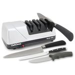 Chef’sChoice 15 Trizor XV EdgeSelect Professional Electric Knife Sharpener for Straight and Serrated Knives Diamond Abrasives Patented Sharpening System Made in USA, 3-Stage, Gray