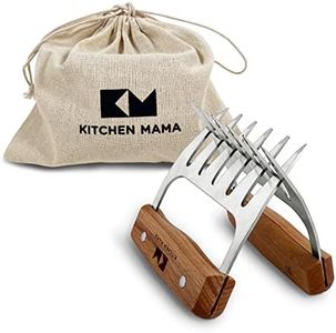 Kitchen Mama Meat Claws: BBQ Meat Smoking, Shredding, Pulling Pork, Beef, Chicken, Turkey. Stainless Steel with Wooden Handle Meat Shredder Claws Perfect for Grill Masters(1 Pair)