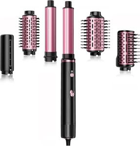SKIMI 110,000 RPM Brushless Motor Hair Dryer Brush - 5 Multi-Styler for Fast Drying, Curling, Volumizing & Straightening | High-Speed Hot Air Brush for All Hair Types(Black & Red)