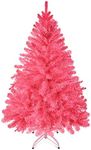 Prextex 4 Feet Pink Christmas Tree - 320 Tips Premium Hinged Artificial Canadian Fir Full Bodied Pink Christmas Tree Lightweight and Easy to Assemble with Christmas Tree Metal Stand