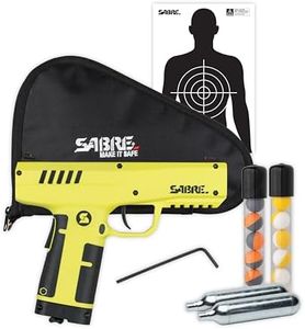 SABRE Home Defense Pepper Projectile Launcher, Large Size with (7) 0.68 Cal. Projectiles - 40% More Stopping Power for Extra Home Protection, 6.89”W x 8.56”H, and Made in USA SABRE Pepper Gel Canister