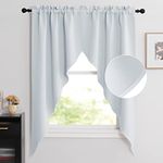 NICETOWN Room Darkening Window Treatment Kitchen Tier Curtains- Tailored Scalloped Valance/Swags for Bedroom (One Set, W36 X L63 Inches Each Panel,Platinum-Greyish White)