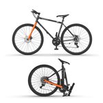 HORNBACK M1 Full Size Fully Assembled Foldable/Folding Cycle for Men & Women(20-inch Stainless Steel+Alloy Steel Frame,21 Speed Shimano Gears,28-Inch Wheels,Mechanical Disk Brakes (Dark Grey & Orange)