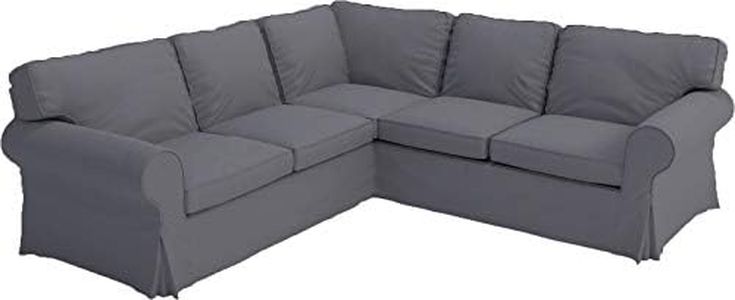 Sofa Covers Custom Made for IKEA Ektorp 2 2 Sectional Corner Sofa Slipcovers (Polyester Flax Dark Gray, Ektorp Sectional 2 + 2)