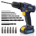 Skotek Cordless Drill Driver 18V Lithium-Ion, 13Pc Electric Screwdriver Set, LED Work Light, Electric Drill Quick Change Power Drill Battery and Charger Included