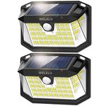 WELALO Solar Security Lights, 188 LED Solar Motion Sensor Lights, IP65 Waterproof Solar Lights Outdoor Garden, 3 Modes PIR Solar Powered Wall Lights for Outside Garden Fence Door Yard (2 Pack)