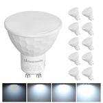 DEWENWILS 10 Pack GU10 LED Bulb Dimmable, Cool White 6000K, 5W(50W Halogen Replacement), 120° Wide Beam Kitchen LED Spot Light Ceiling, 350LM Energy Saving Bulb for Lamp, Recessed Lighting Bathroom