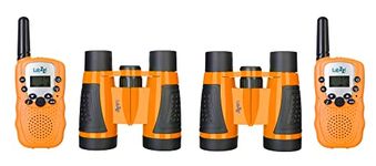 Levenhuk LabZZ WTT10 Kids Explorer Set of 2 Walkie Talkies and 2 Binoculars for Outdoor Games and Activities, Orange