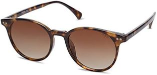 SOJOS Small Round Classic Polarized Sunglasses for Women Men Vintage Style UV400 Lens SJ2113 with Tortoise Frame/Gradient Brown Lens