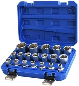 Spline Socket Set 1/2" Drive Universal Metric 8-32mm 12-point Cr-V Socket Set 19pcs